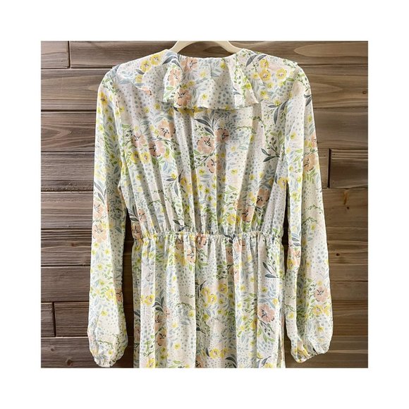 JUNE & HUDSON Sheer Floral Kimono Ruffle Tie Waist Women's Size M - Picture 9 of 15